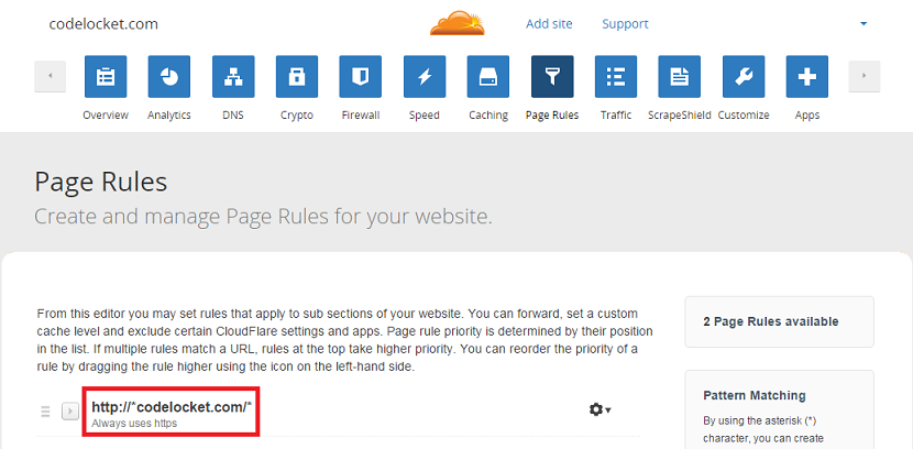 CloudFlare HTTPS Page Rules