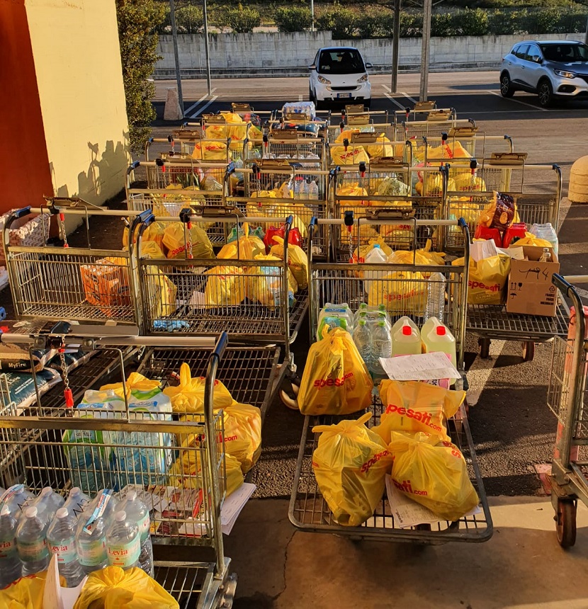 Shopping baskets waiting for delivery