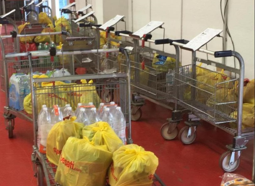 Shopping baskets waiting for delivery